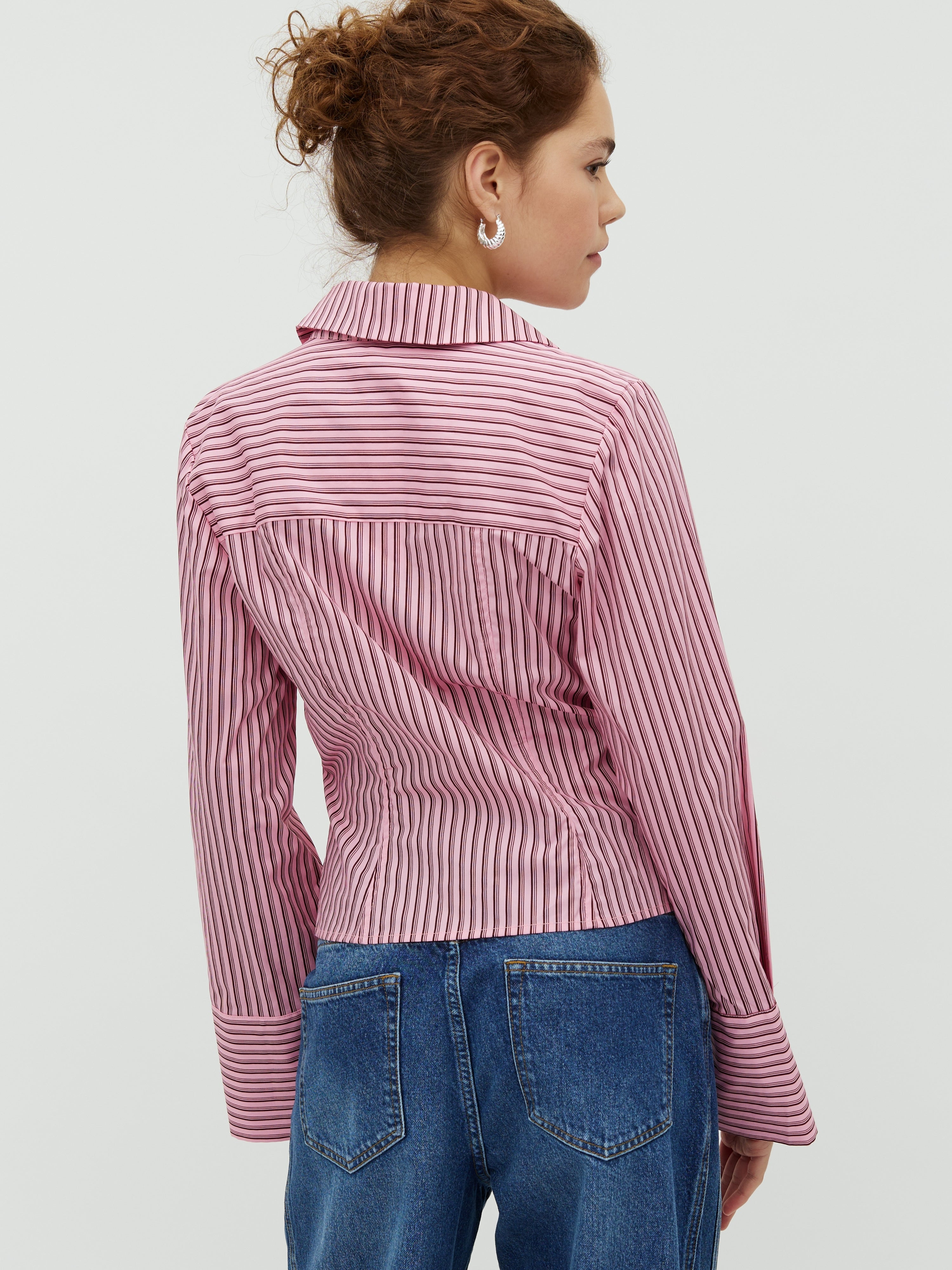 Gerri-M_Pink Bordeaux Stripe_Model_2